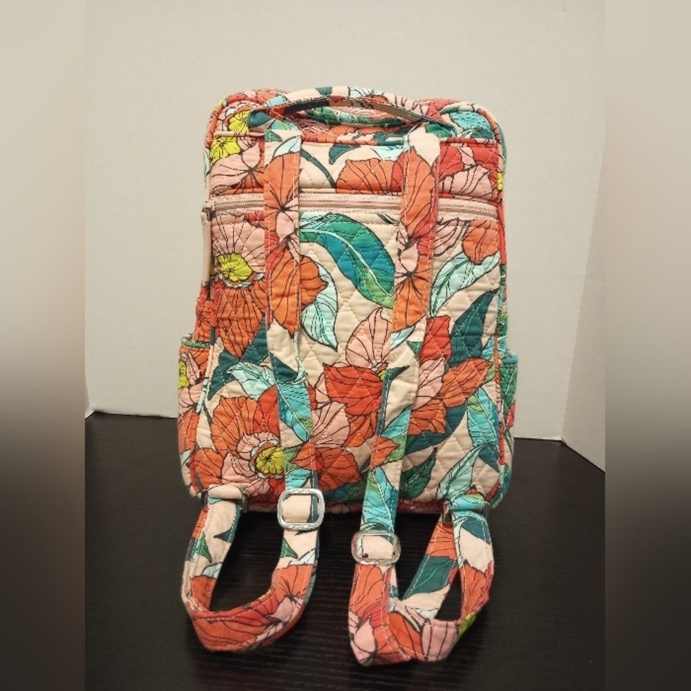 Vera Bradley Pink Floral Quilted Backpack Adjustables Straps - Picture 3 of 7
